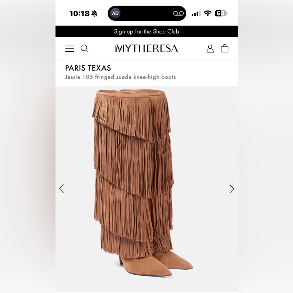 Paris Texas Tan Jessie 105 fringed suede knee-high boots new in box